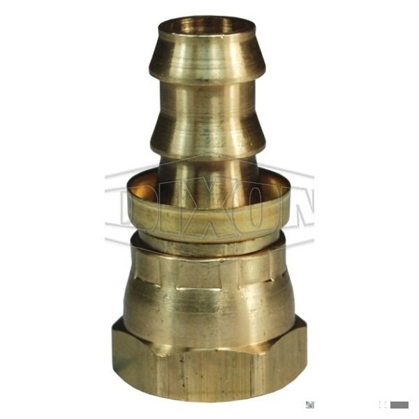 Ball Seat Hose Barb Fitting with Brass Cap, Female NPSM Swivel x Push-On Hose Barb End Style, Brass